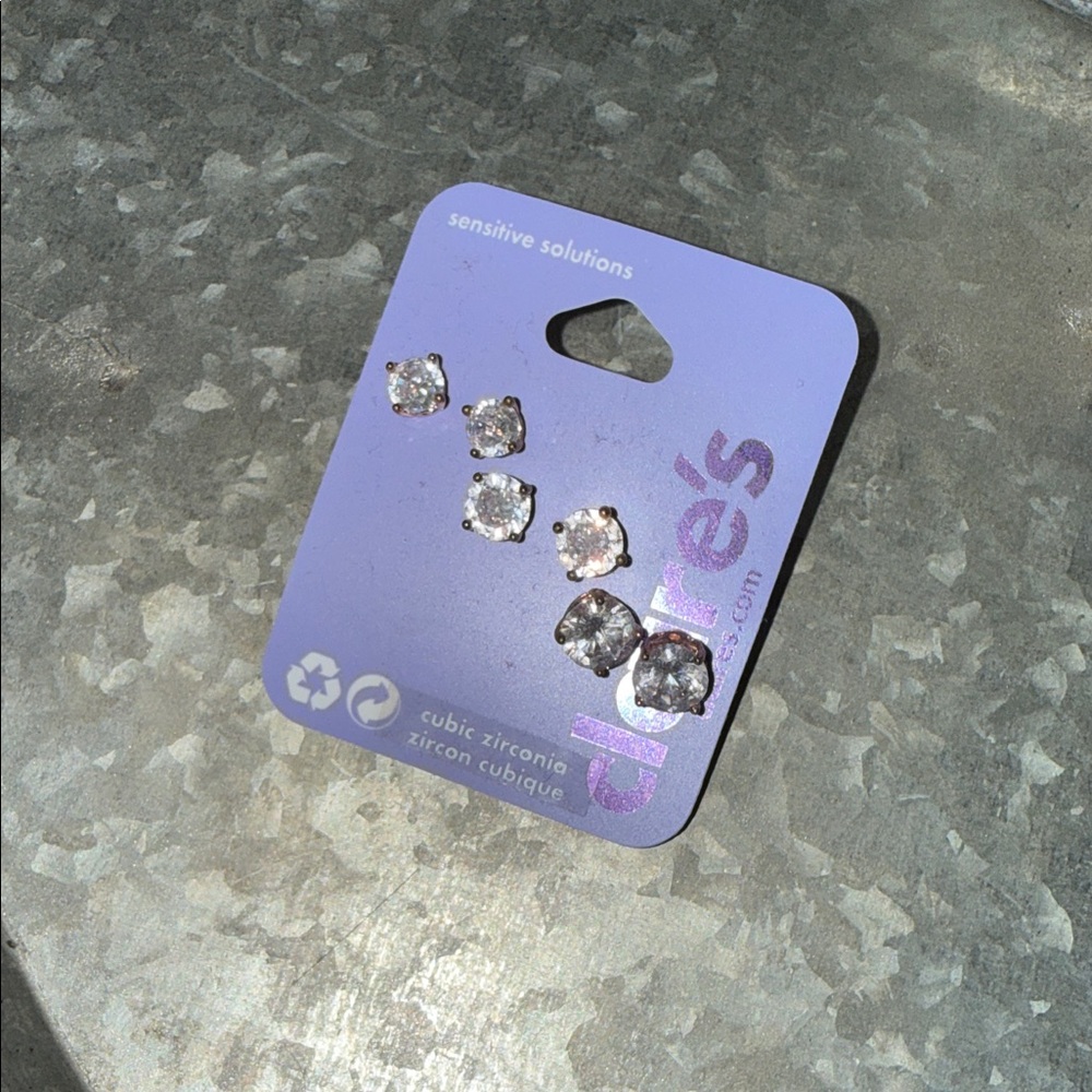 Claire's Silver Cubic Zirconia Earrings